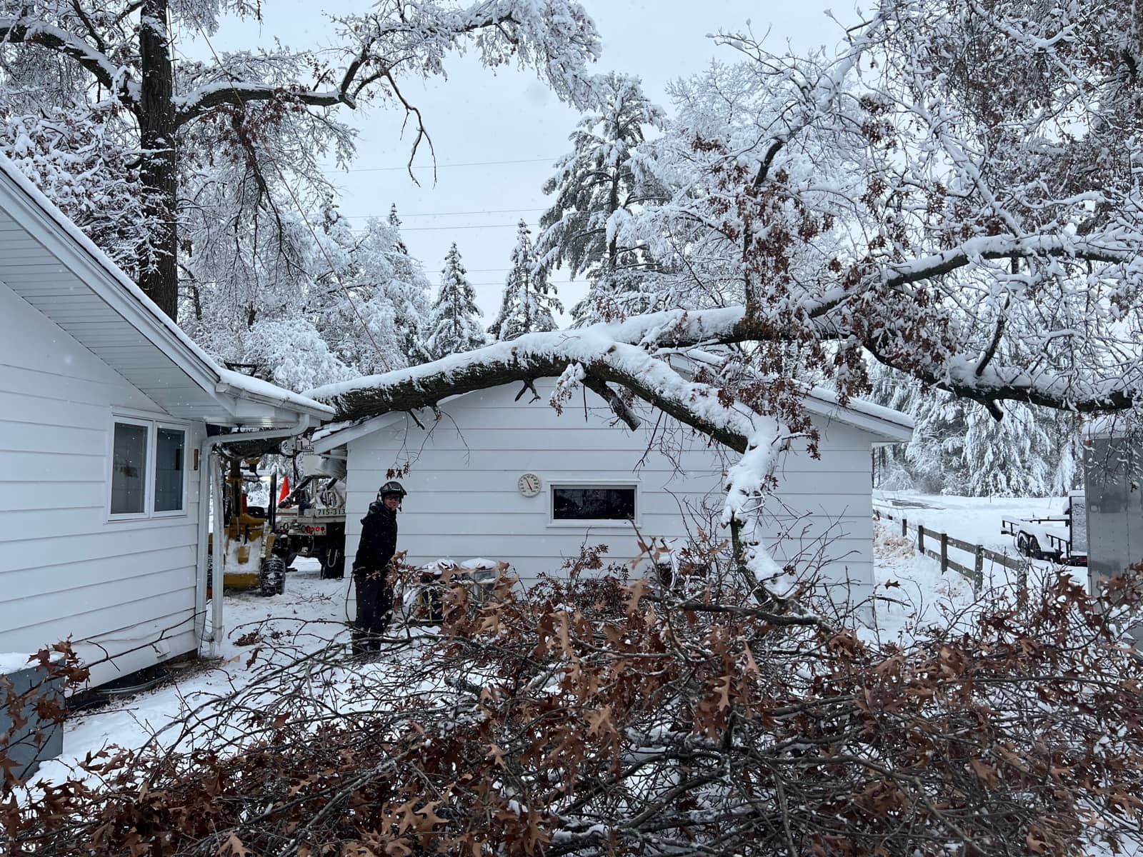 Emergency storm cleanup by Wellner Arboriculture in Jim Falls, WI
