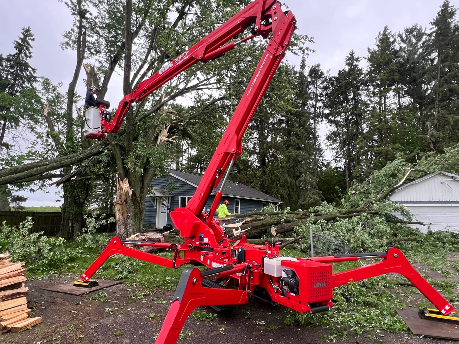 Emergency storm cleanup by Wellner Arboriculture in Thorp, WI
