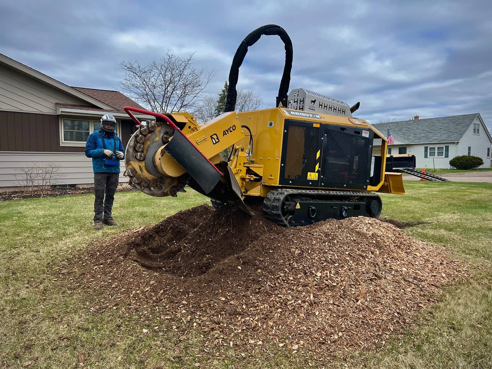 Stump grinding by Wellner Arboriculture in Holcombe, WI