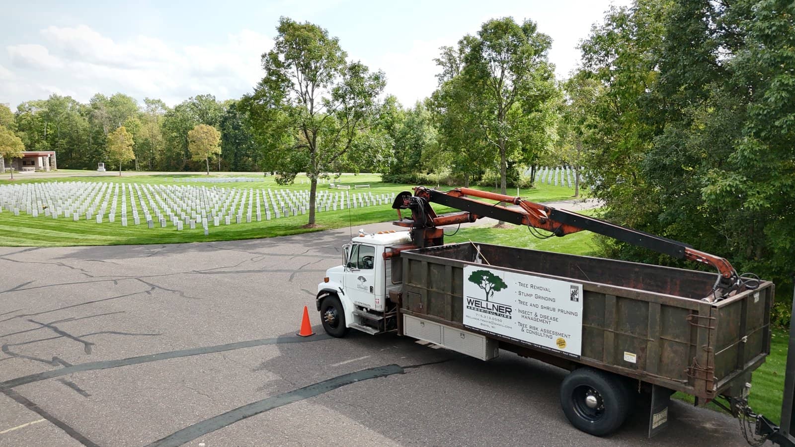 The Wellner Arboriculture grapple truck on a tree work job